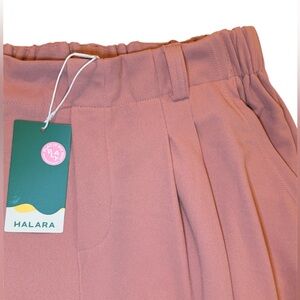HALARA Peach Beige Flex High Waisted Pocket Wide Leg Waffle Work Pants Large